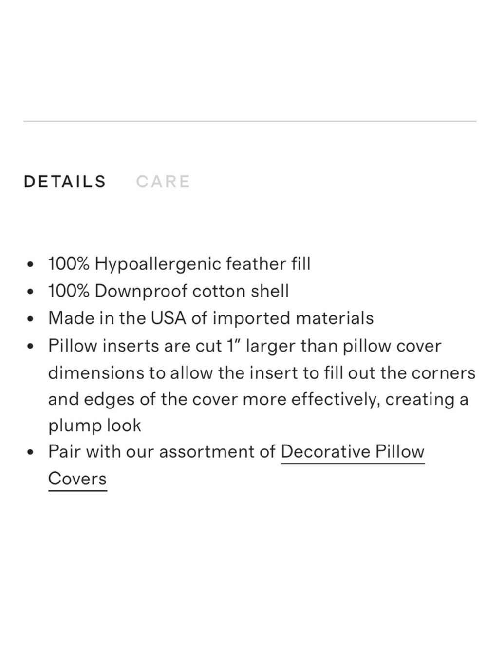 Quince Premium Feather Pillow Insert 26” x 26” 100% Cotton - NWOT - Picture 5 of 5